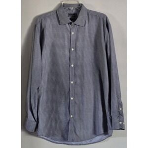 Black Label by‎ Ruffini Shirt Men L Black White Slim Fit Made in Italy Button-Up